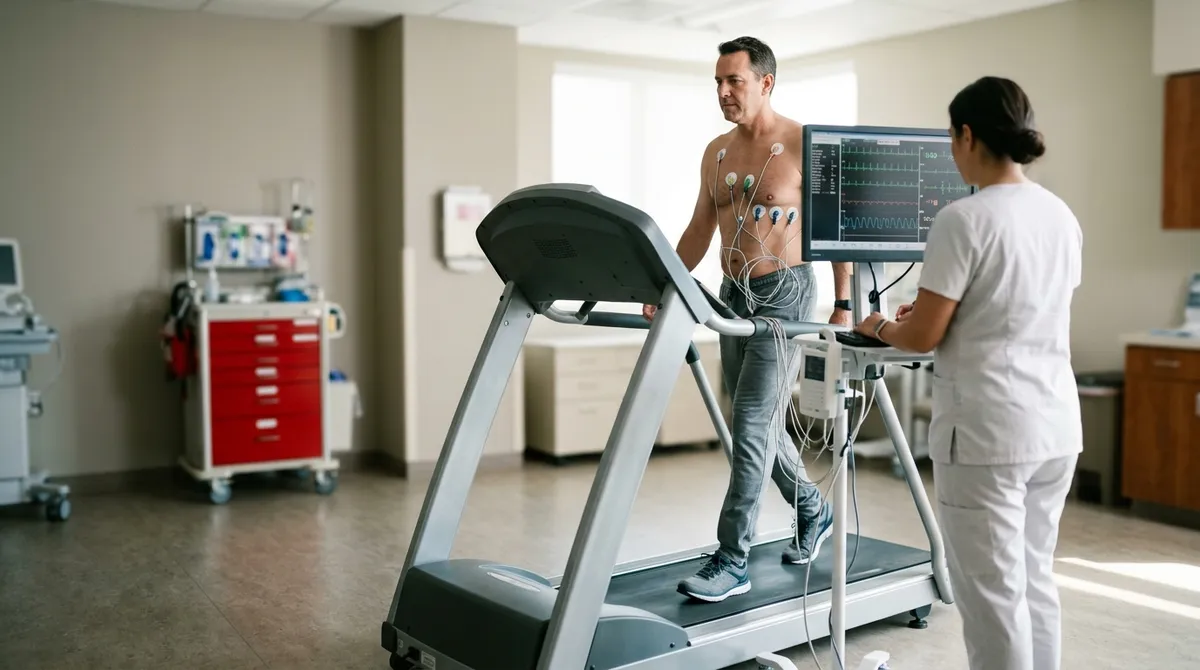 Patient sous surveillance pendant une épreuve d'effort